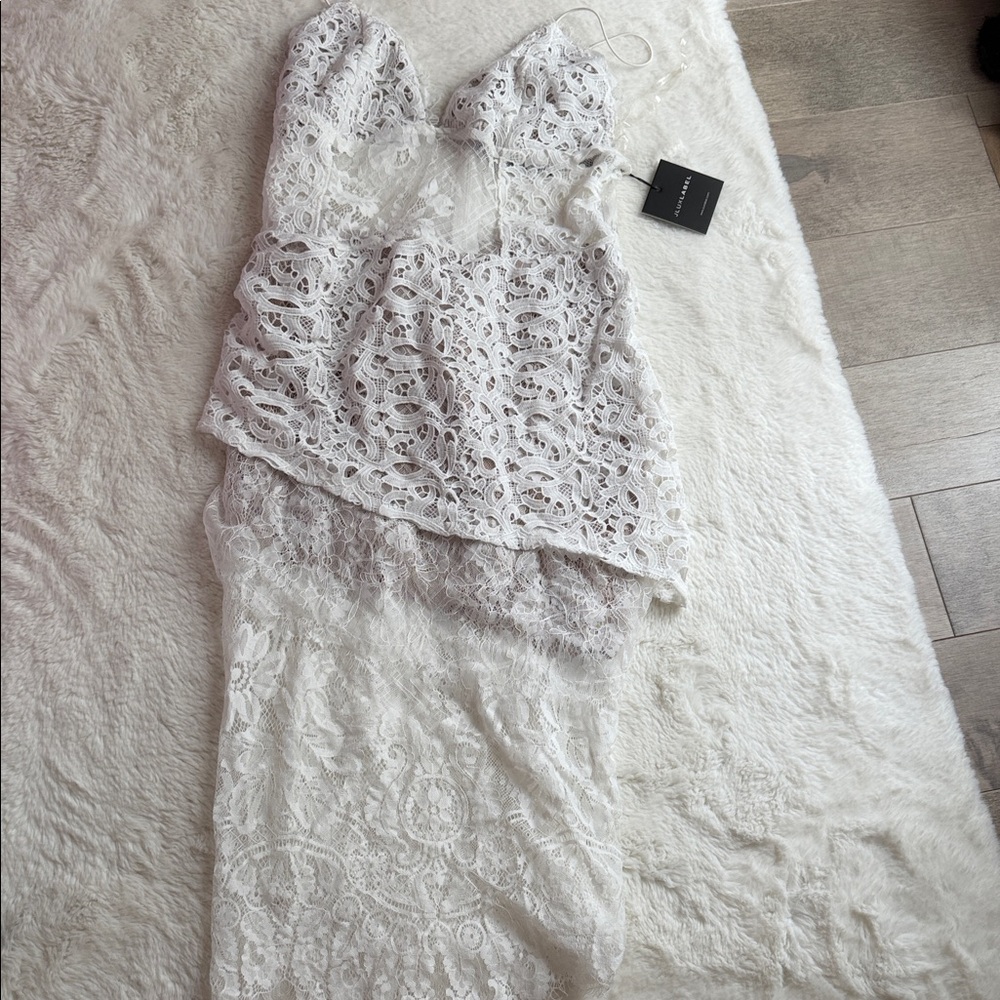 JLUXLABEL Strapless White Lace Dress